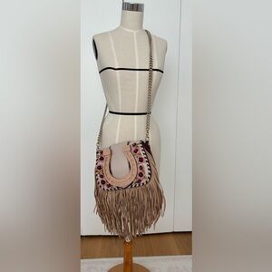 Floral Embroidered Fringe Shoulder Bag